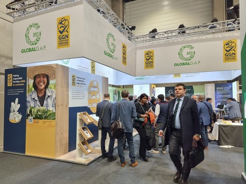 Expositor de GlobalG.A.P. en el hall 27 de Messe Berlin.