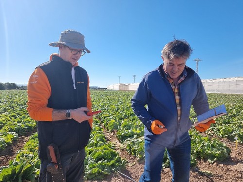 Juan Francisco Muñoz, genetista de BASF| Nunhems, con Vicente Garín,  Salads Global Product Specialist de BASF