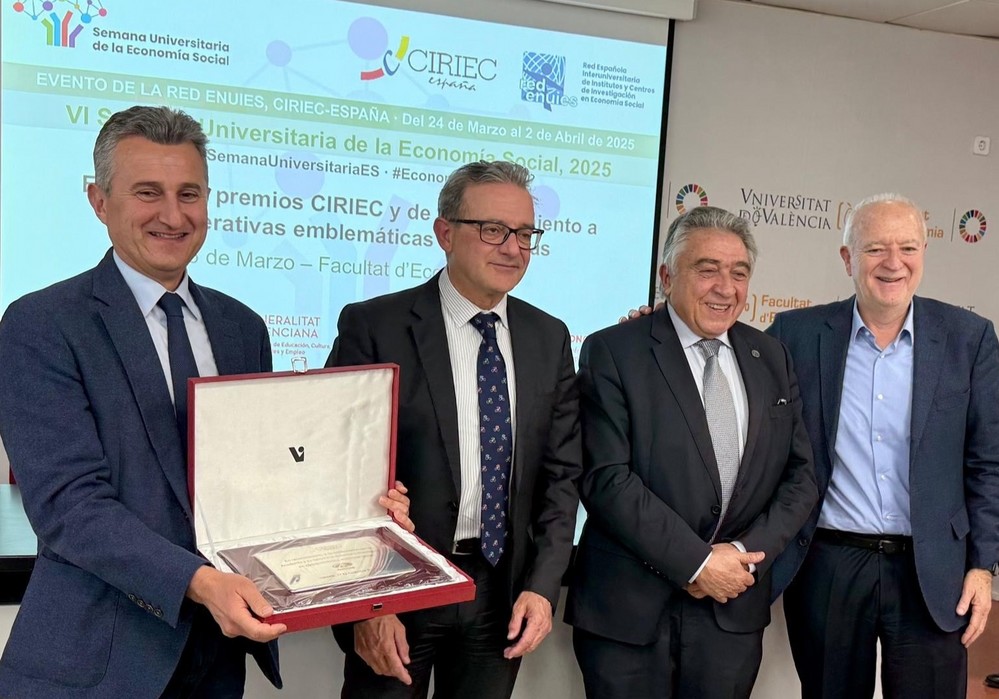CIRIEC-ESPAÑA reconoce a Anecoop por su compromiso académico y social